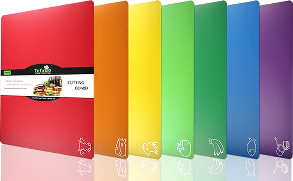Cutting Board Mats Flexible Plastic Colored Mats with Food Icons