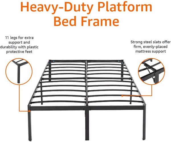 Amazon Basics Heavy Duty Non-Slip Bed Frame with Steel Slats, Easy Assembly - 18"H, (Queen) - Image 7
