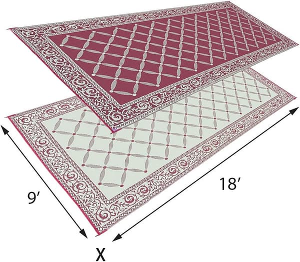 Stylish Camping 119185 9-feet by 18-feet Reversible Mat, Plastic Straw Rug, Large Floor Mat for Outdoors, RV, Patio, Backyard, Picnic, Beach, Camping (Burgundy/Beige) - Image 4