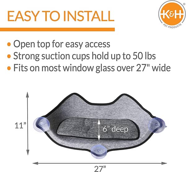 K&H Pet Products EZ Mount Window Bed Kitty Sill - Mounts to Virtually Any Glass Window or Door - Image 5
