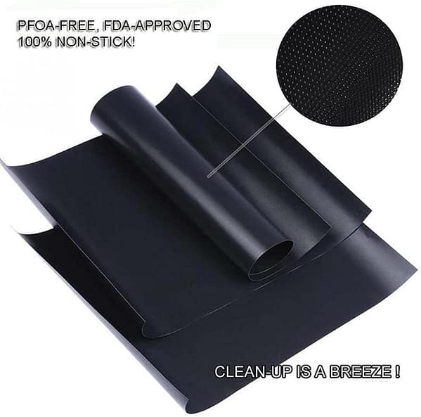 Grill Mat Set of 6-Non-Stick BBQ Grill Mats, Heavy Duty, Reusable, and Easy to Clean - Works on Electric Grill Gas Charcoal BBQ - 15.75 x 13-Inch, Black - Image 4