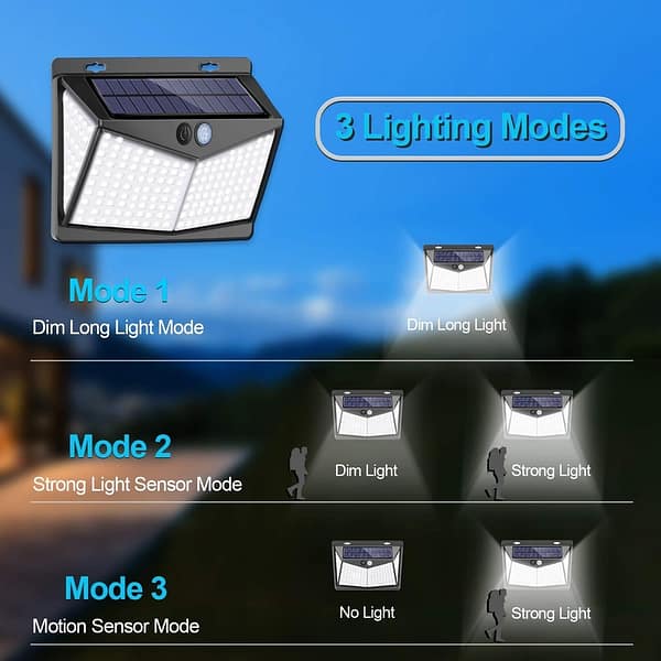LED Solar Power Lights PIR Motion Sensor Wall Lamp Garden Waterproof Outdoor - Image 4