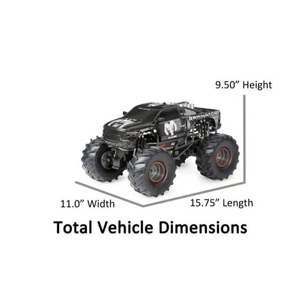 New Bright 1:10 Scale RC Monster Truck 9.6V Rechargeable Battery, Raminator Black - Image 2